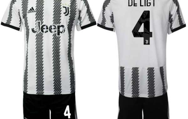 Herren Juventus 2022-23 Heimtrikot Schwarz Weiß mit Aufdruck DE LIGT 4 Online-Verkauf