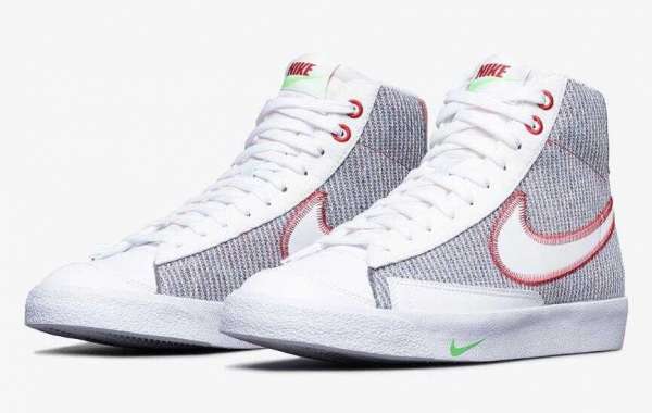 Nike Blazer Mid ’77 Grey White Sport Red Green With Recycled Materials