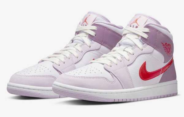2022 New Air Jordan 1 Mid “Valentine’s Day” DR0174-500 highlights are all in the heel details!