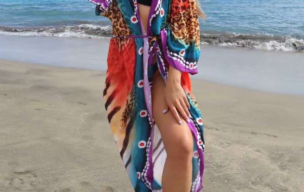 Women's swimsuit cardigan kimono colored tie dye dress cover ups
