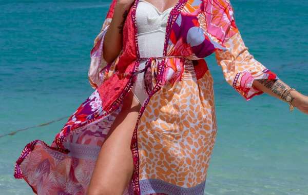 Women's swimsuit cardigan kimono pink dress cover ups